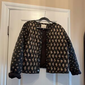 Lucky Brand Floral Quilted Jacket - Black and Tan